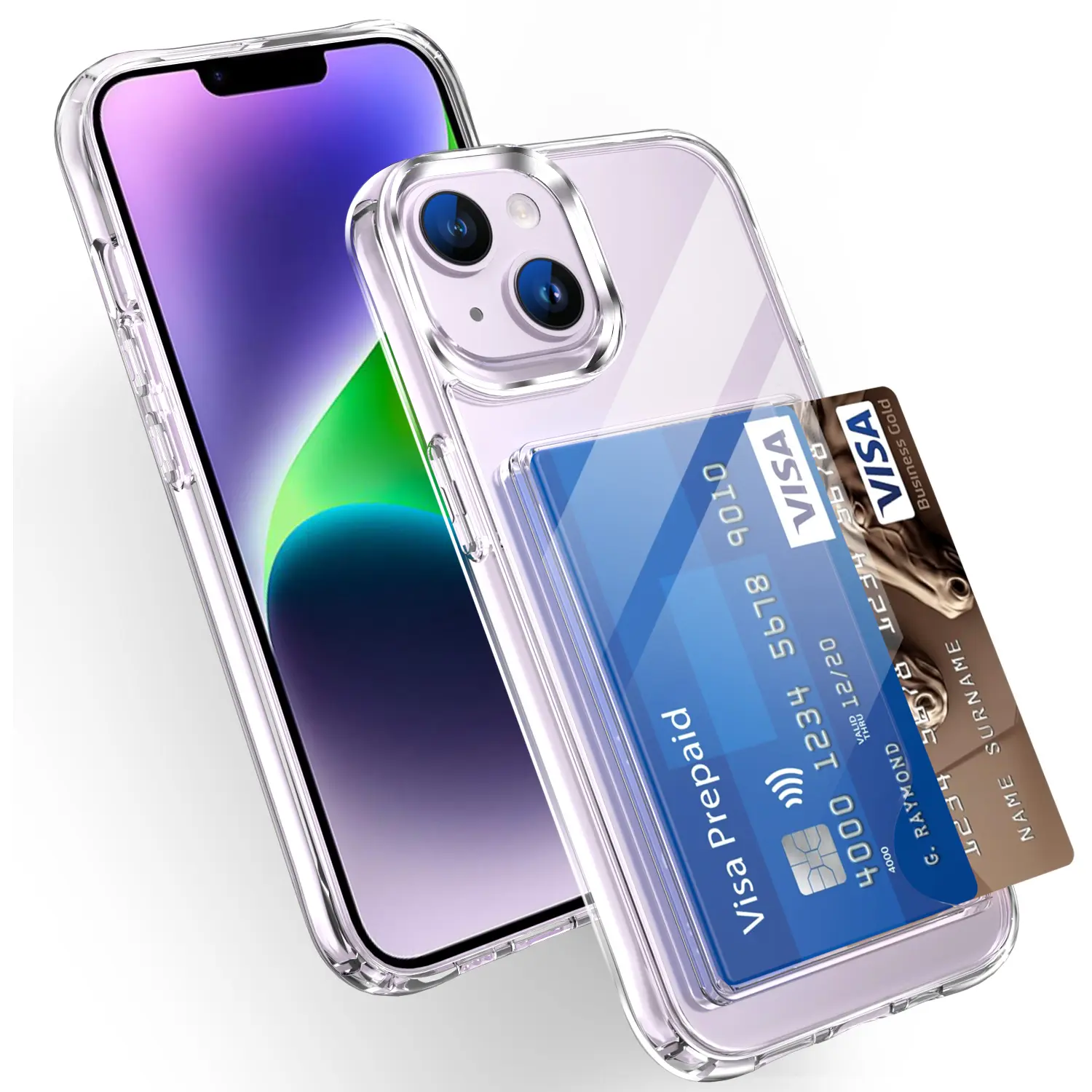 Hybridskal Kortfack iPhone 15 Genomskinlig