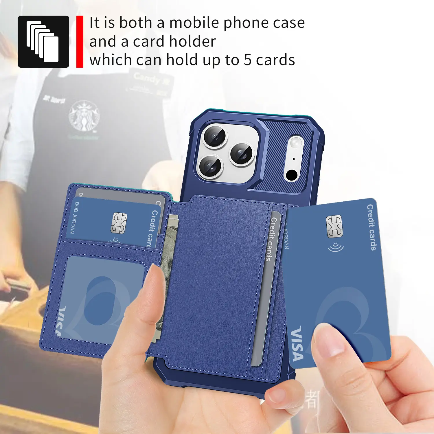 Tough Multi-slot Case iPhone 18 Pro Max Blå
