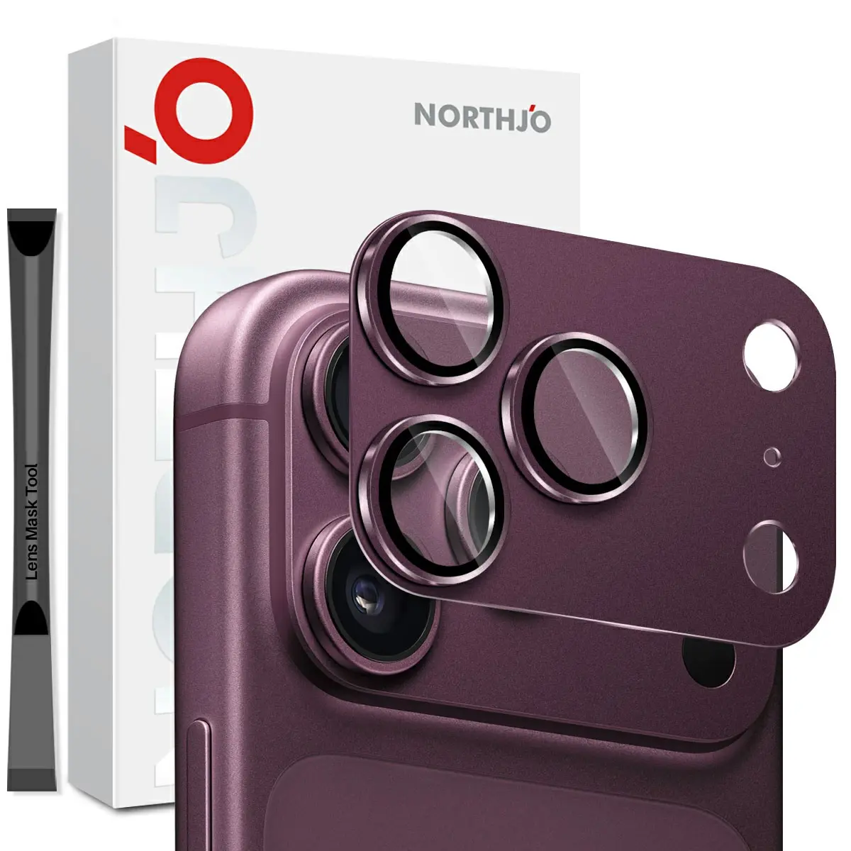 Kameraskydd Härdat Glas Metall iPhone 18 Pro Max Dark Cherry
