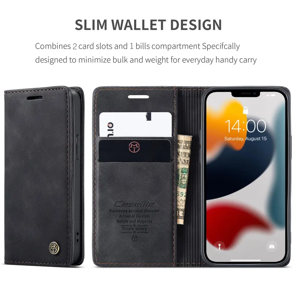 Slim Plånboksfodral iPhone 13 Mini Svart