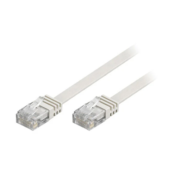 Deltaco Patchkabel U/UTP Cat6 flat 20m, Hvit