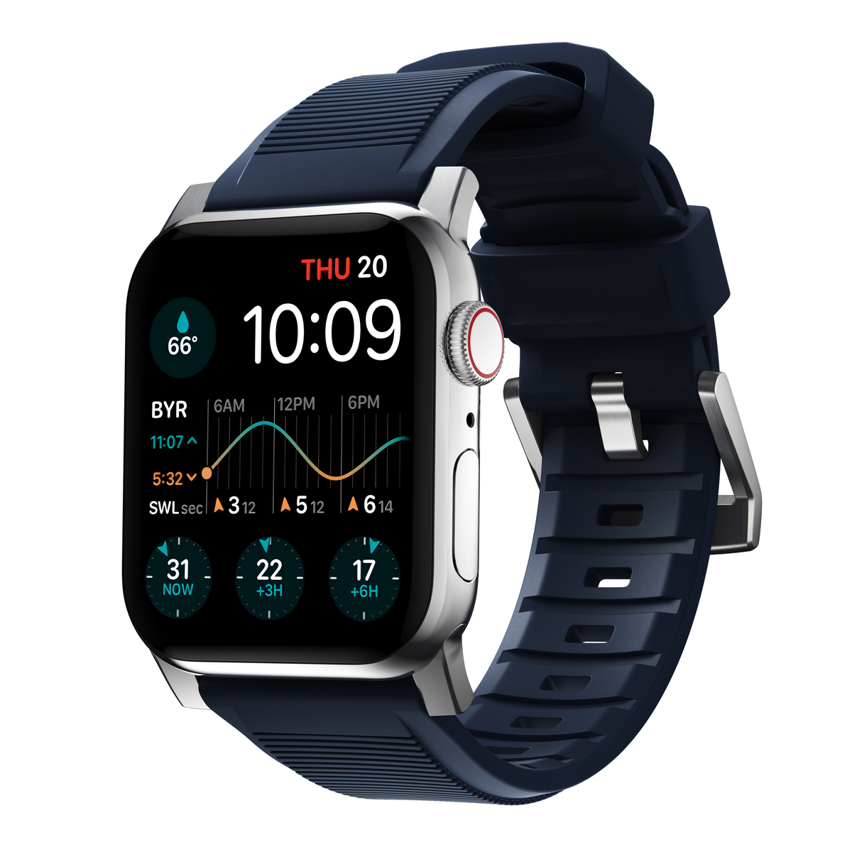 Nomad Apple Watch 42mm Rugged Band Atlantic Blue (Silver Hardware) - Ranneke