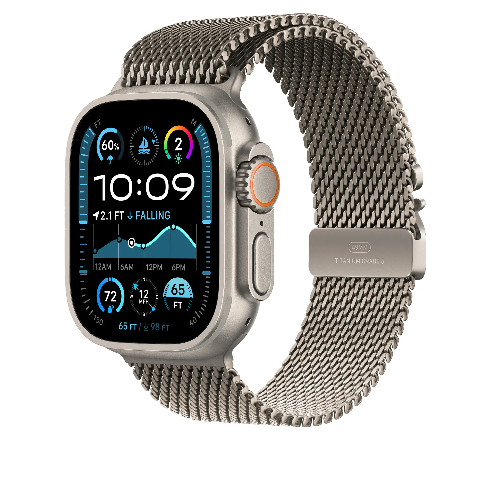 Milanese Loop L Apple Watch Ultra 49mm 4th Gen Natural Titanium