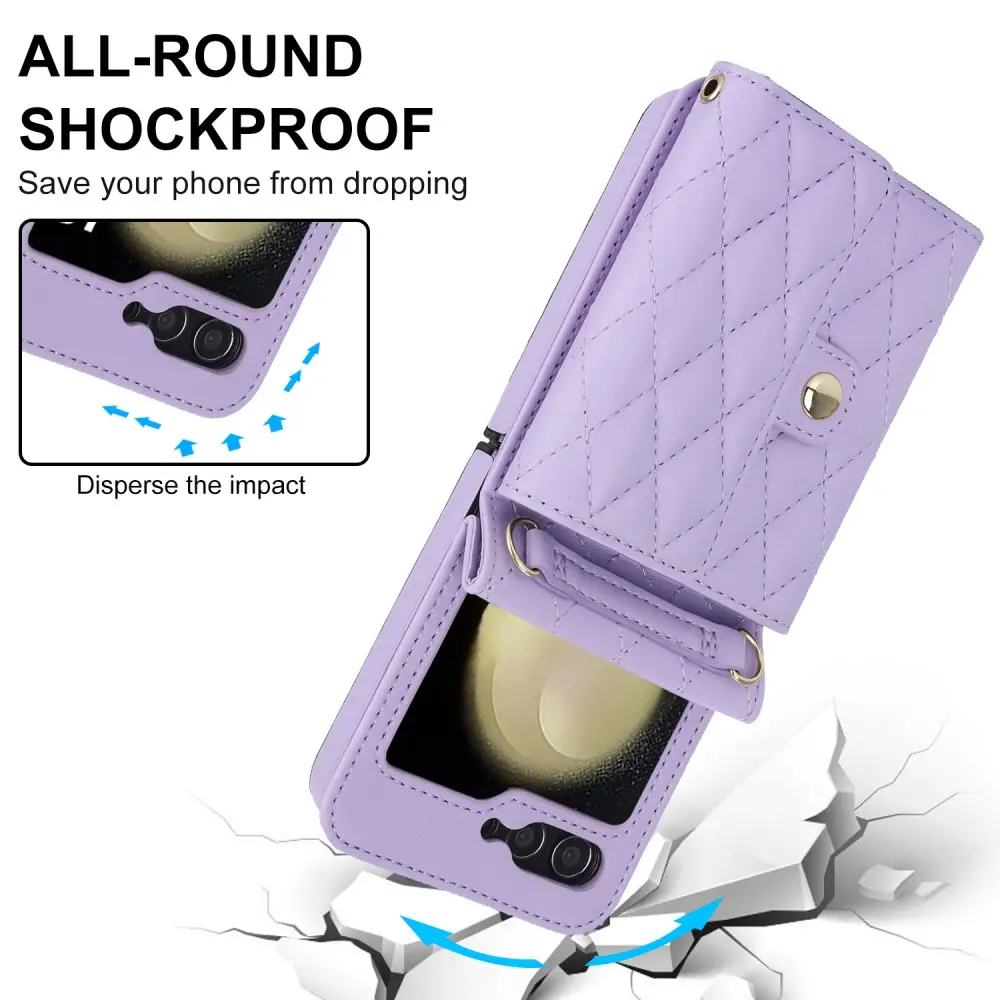 Plånboksväska RFID-skydd Samsung Galaxy Z Flip 7 FE Quilted Lila