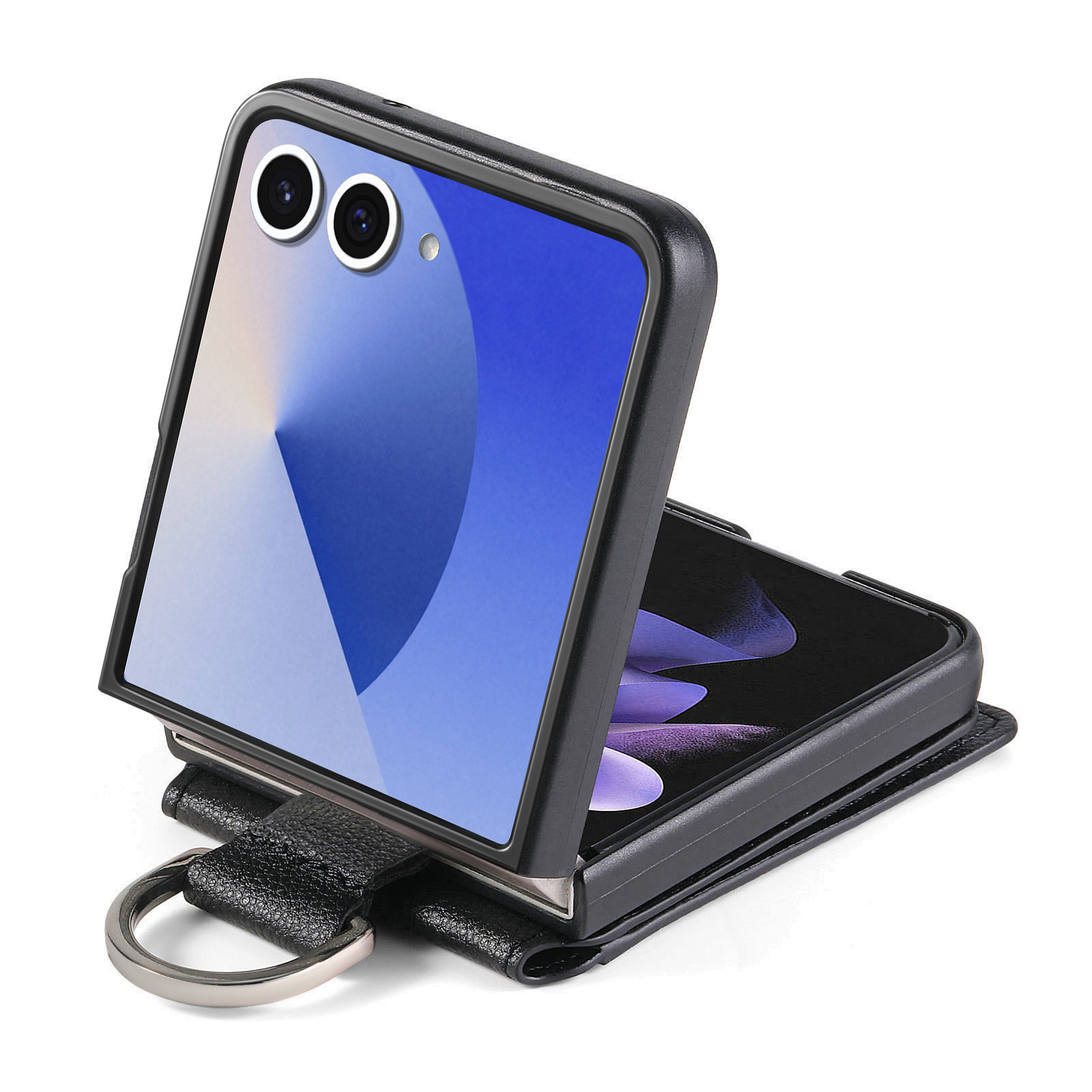 Samsung Galaxy Z Flip 8 Skal med Ringhållare + Kortfack svart