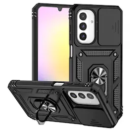 Samsung Galaxy A17 Cover med kamerabeskyttelse & fingerring, Sort