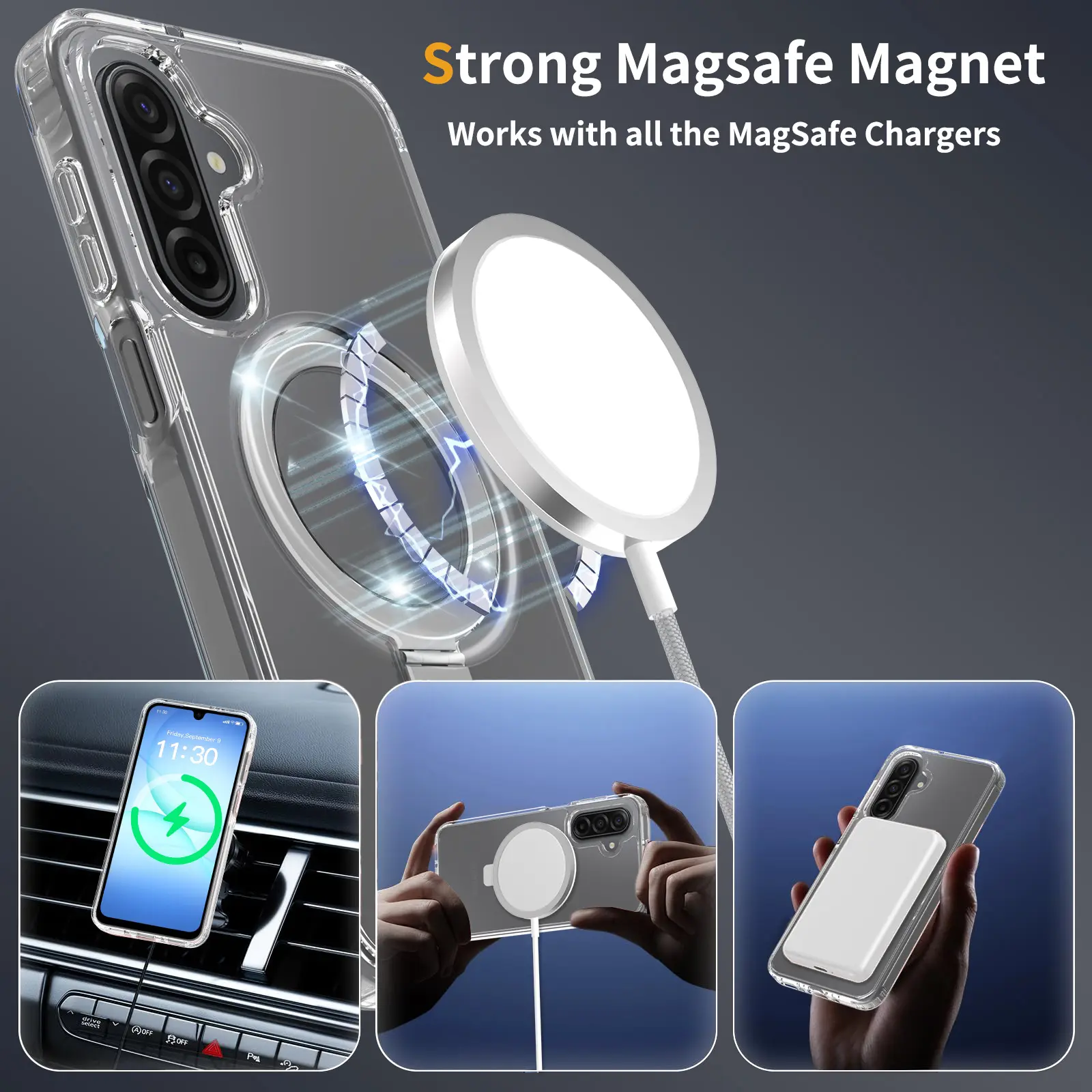 Hybridskal MagSafe Ring Samsung Galaxy A18 Genomskinlig
