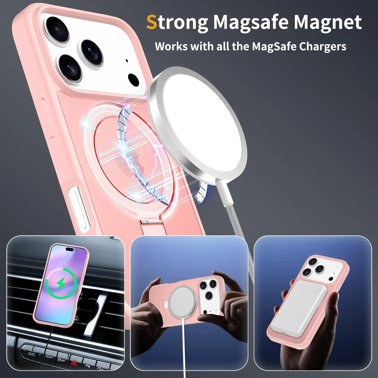 Hybridskal Magnetic Ring iPhone 17 Pro Rosa