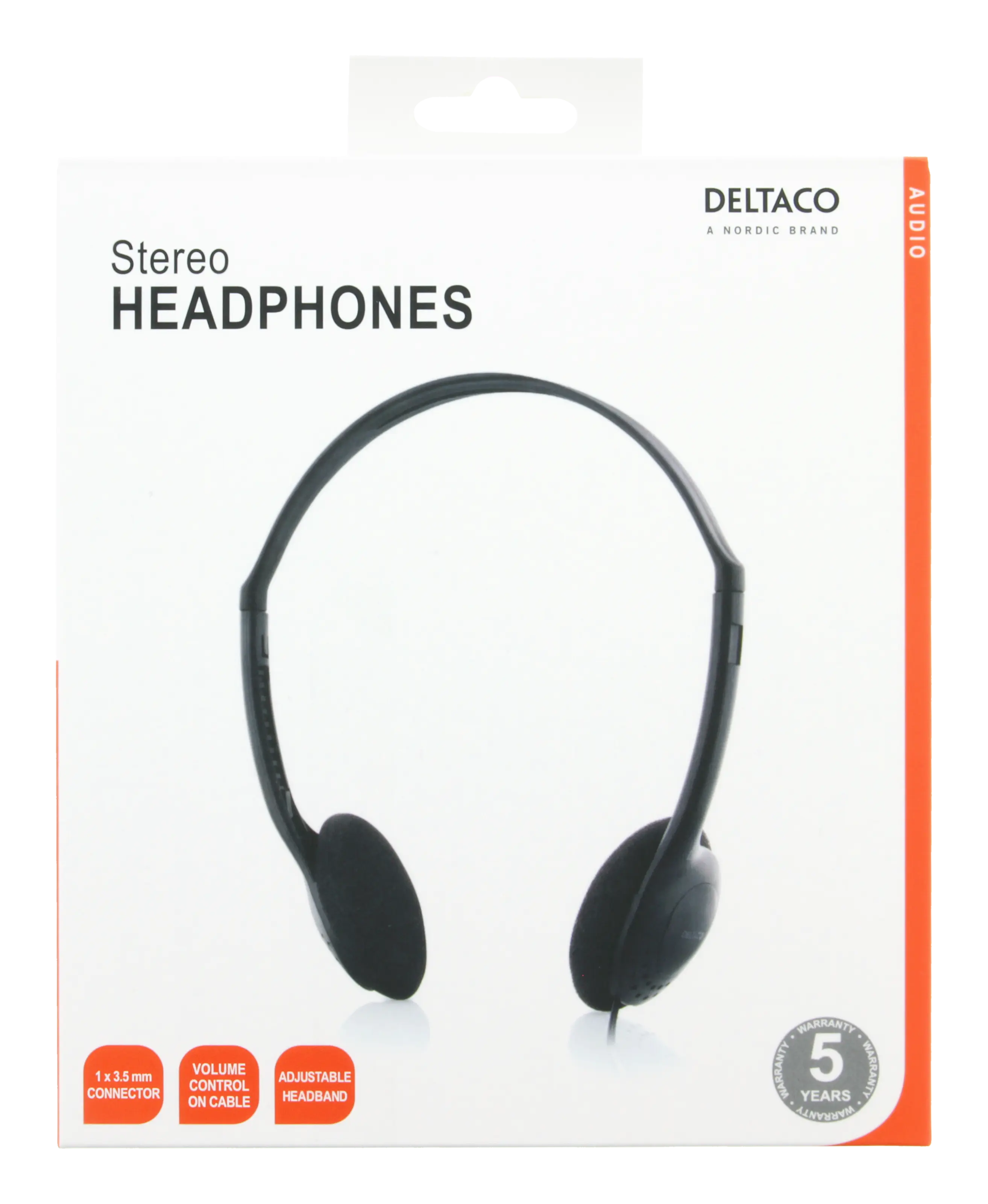 Hörlurar med volymkontroll On-ear 3.5mm Svart