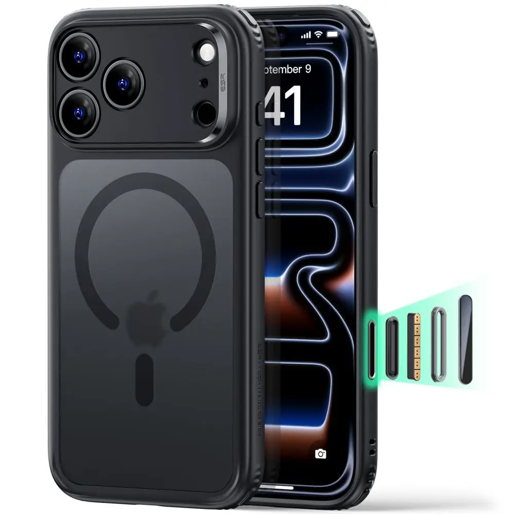 iPhone 17 Pro Classic Hybrid -suojakuori MagSafe-tuella, Frosted Black