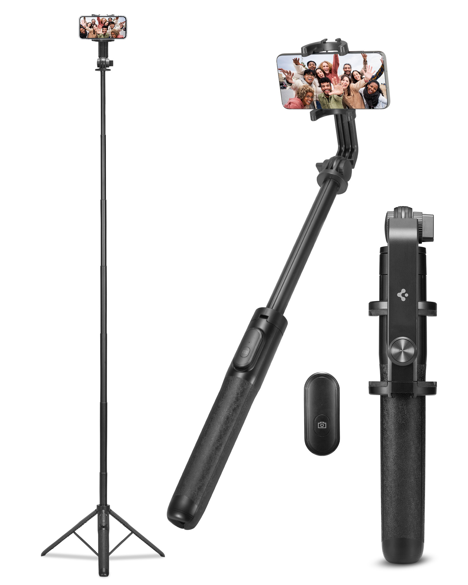 Spigen Selfie Stick med innebygd stativ, Svart