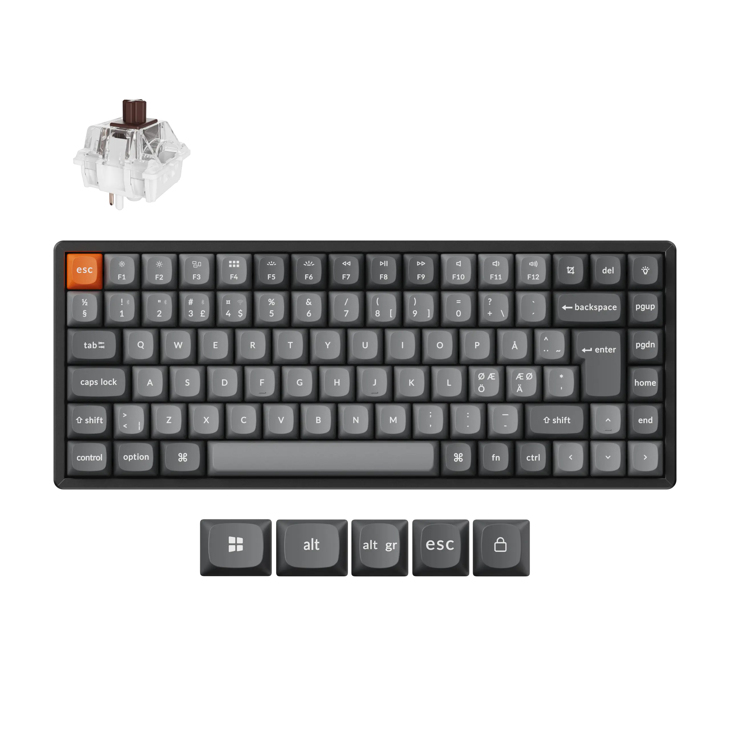 K2 MAX Tri-Mode Hot Swap QMK/VIA Trådløst gamingtastatur, Super Brown