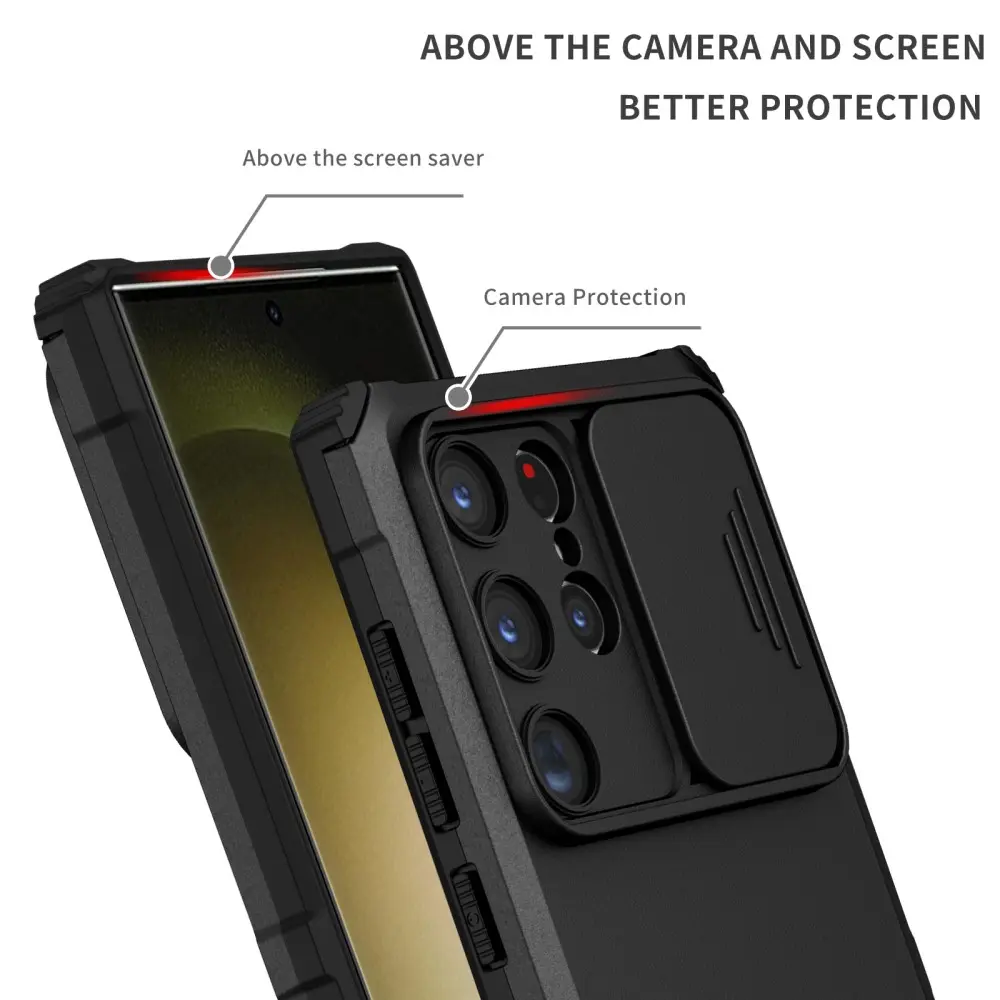 Samsung Galaxy S24 Ultra Kickstand Skal Kameraskydd Svart