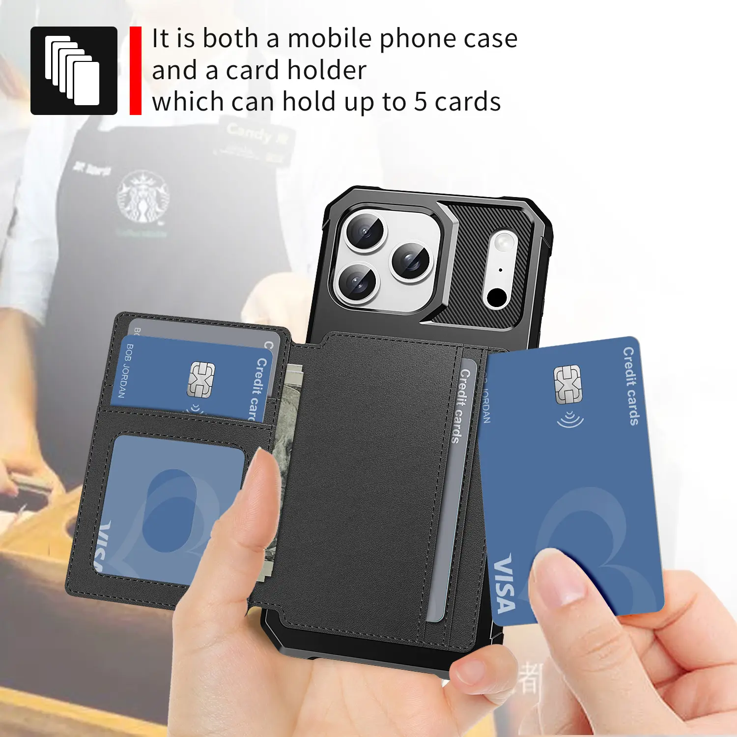Tough Multi-slot Case iPhone 18 Pro Max Svart