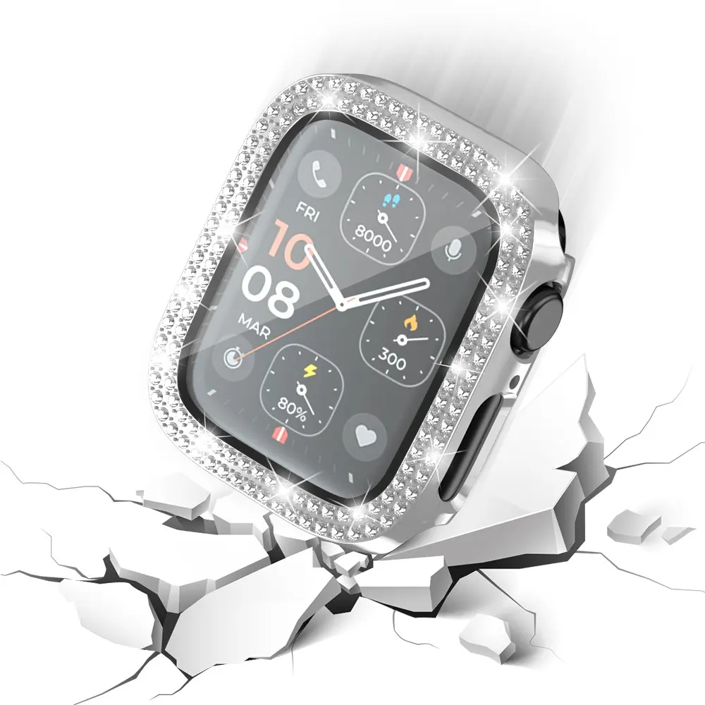 Full Cover Case Rhinestone Apple Watch SE 3 40mm Silver