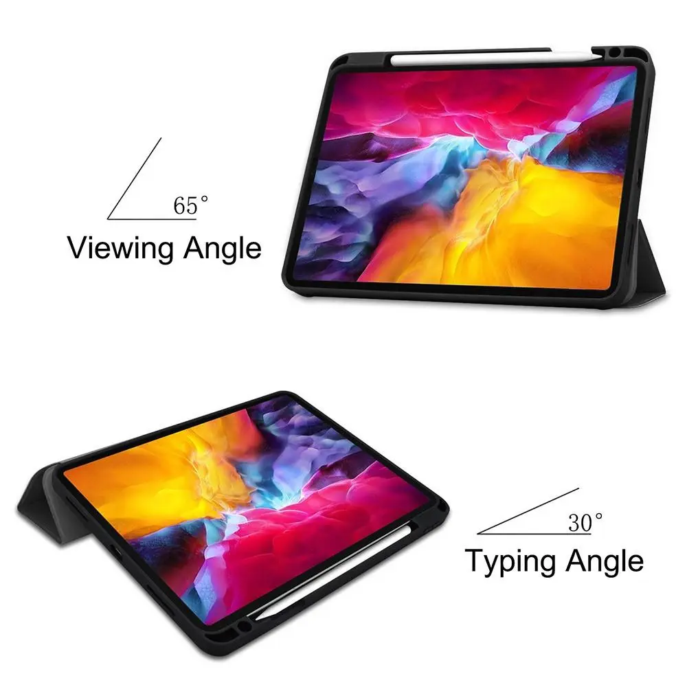 Apple iPad Pro 11 4th Gen (2022) Fodral Tri-fold med Pencil-hållare Svart