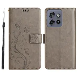 Lærveske Sommerfugler Motorola ThinkPhone 25 Grå