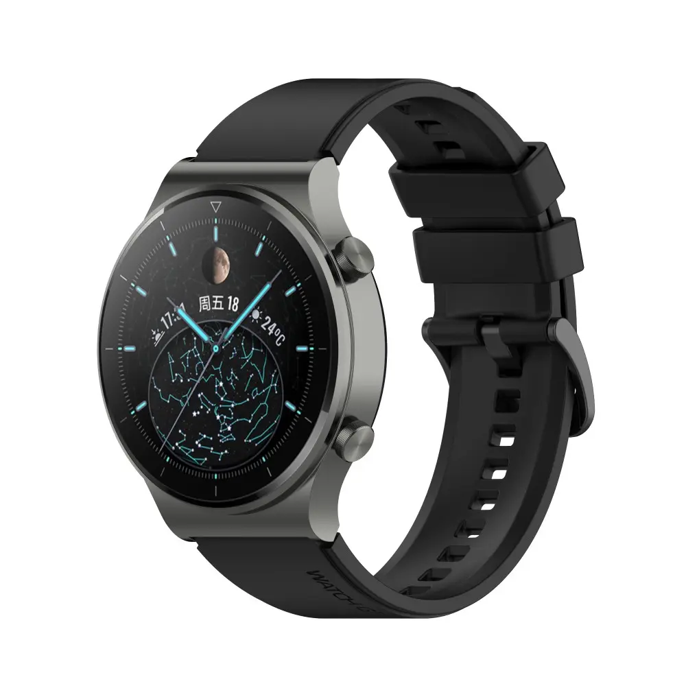 Rem af silikone til Huawei Watch GT 2 46mm Sort
