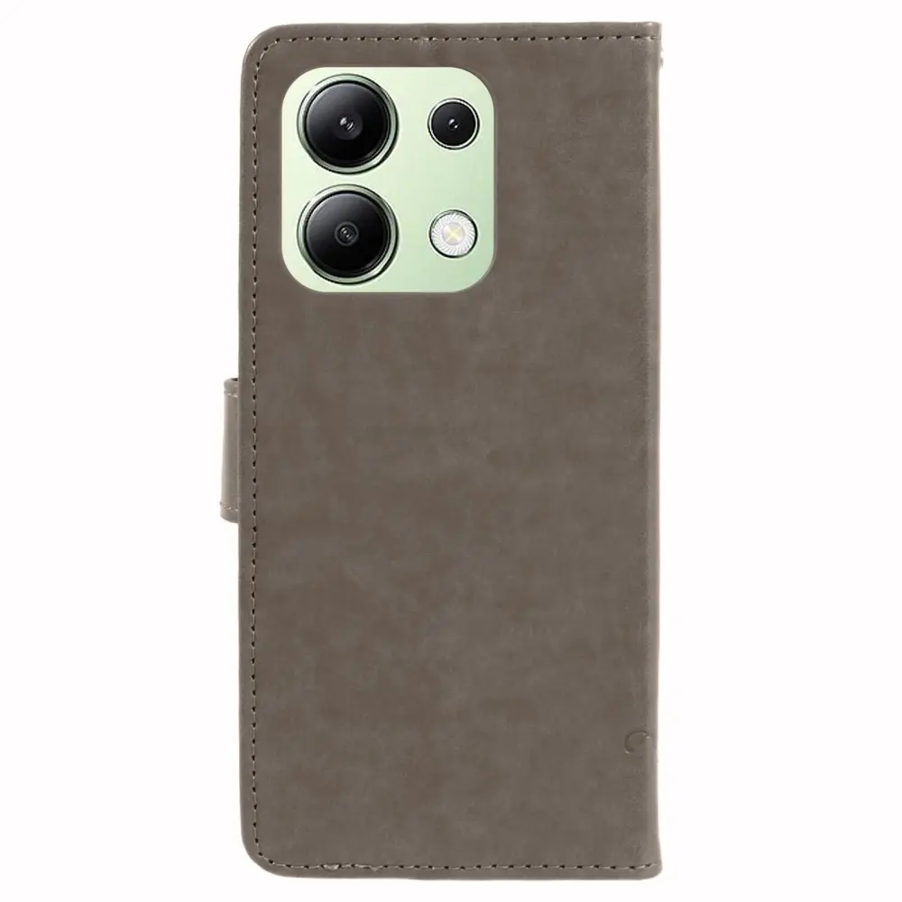 Läderfodral Fjärilar Xiaomi Redmi Note 13 4G Grå