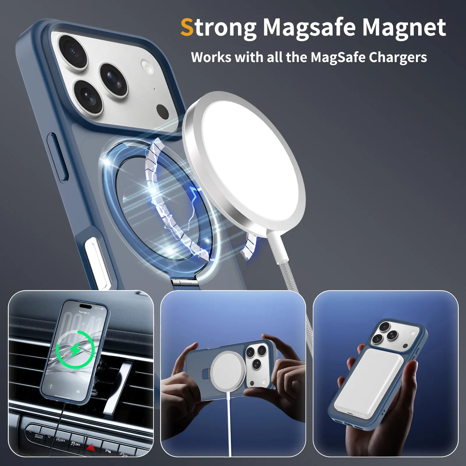 Hybridskal Magnetic Ring iPhone 18 Pro Blå