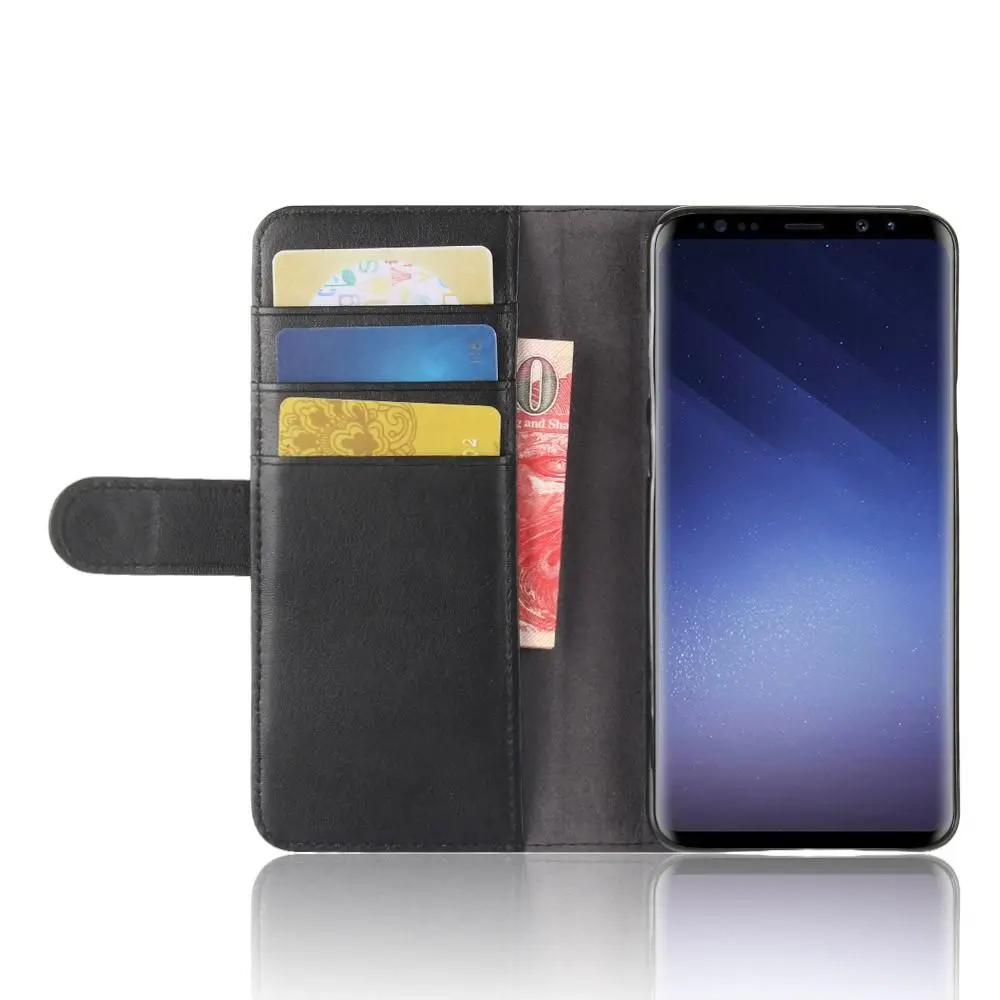 Äkta Läderfodral Samsung Galaxy S9 Plus Svart