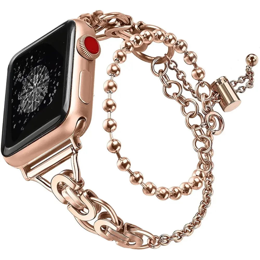 Apple Watch 45mm Series 7 Metal Reim med perler rosegull