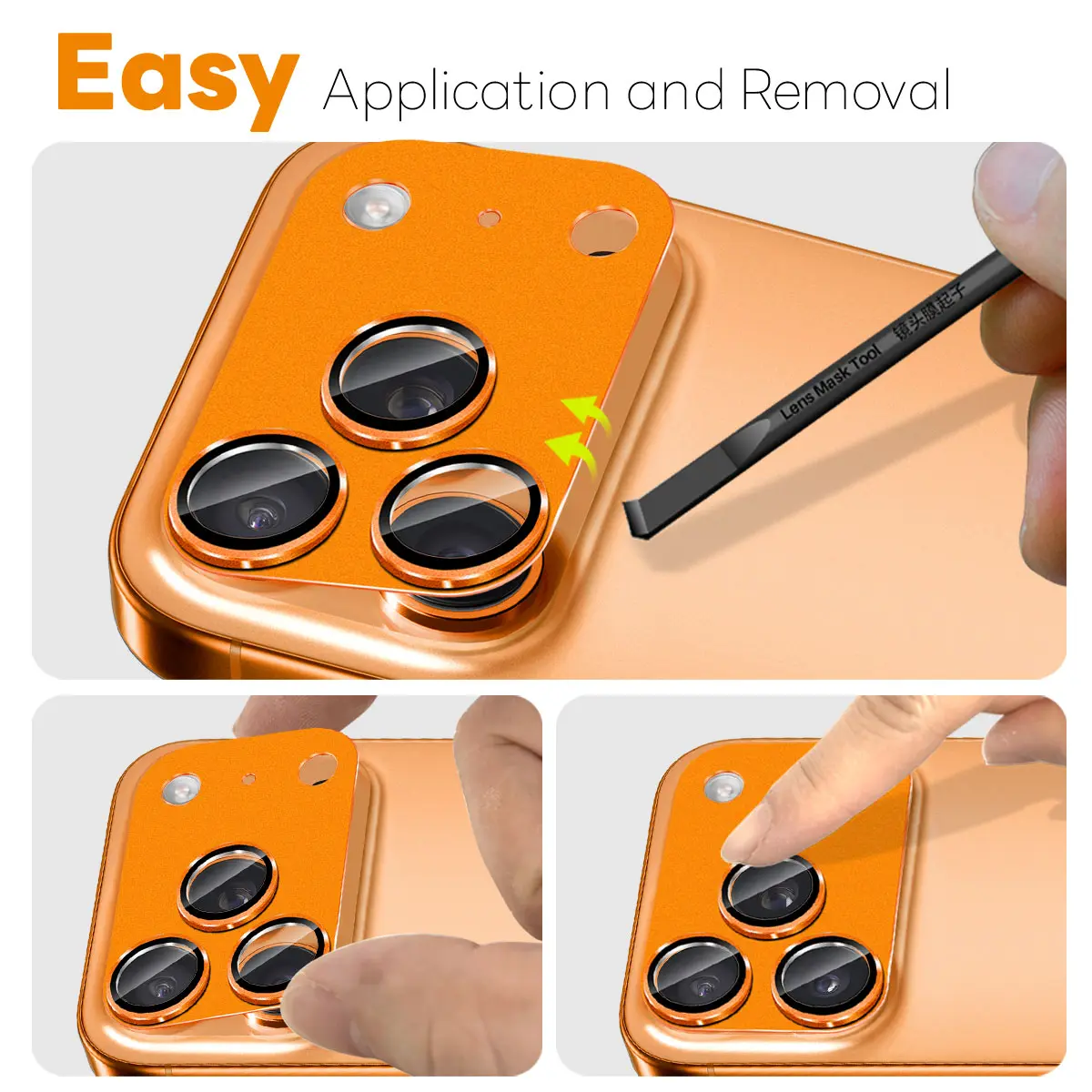 Kameraskydd Härdat Glas Metall iPhone 17 Pro Orange