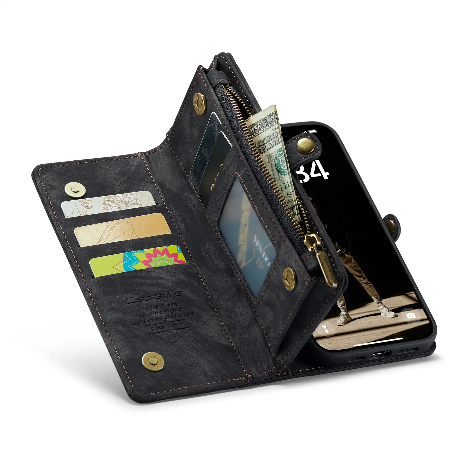 Multi-slot Plånboksfodral iPhone 16 Pro Max Grå