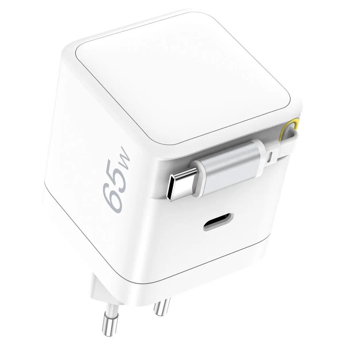 Snabbladdare 65W med integrerad USB-C kabel Vit