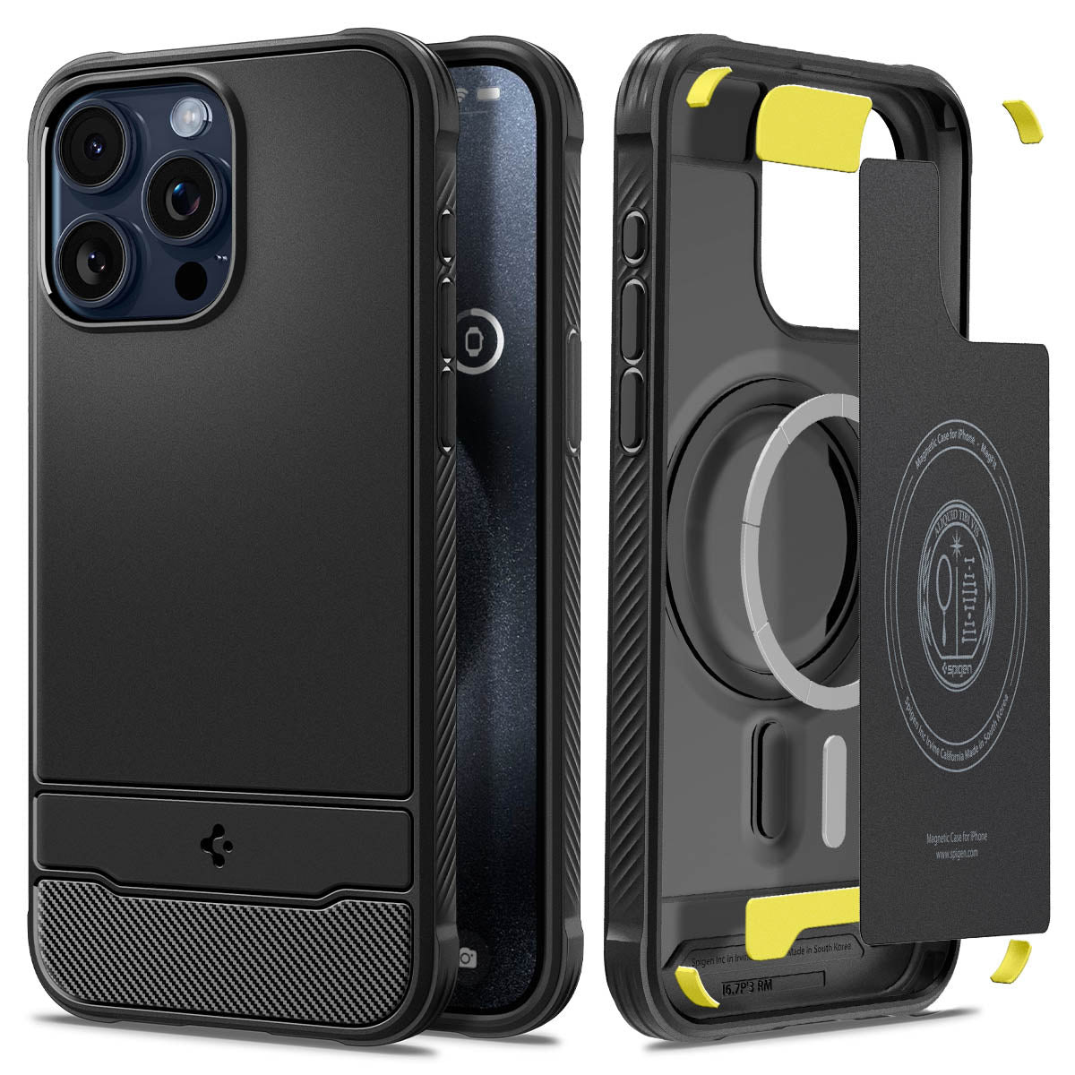 Spigen Case Rugged Armor MagSafe iPhone 15 Pro Max Black - Mobildeksel med MagSafe