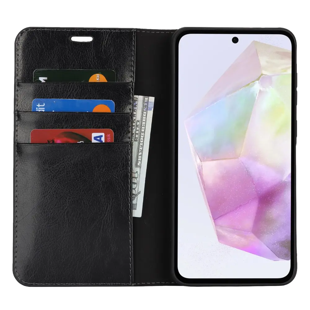 Mobilfodral Äkta Läder Samsung Galaxy A36 Svart