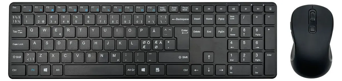 Trådlöst tangentbord och mus med 5 knappar, Svart