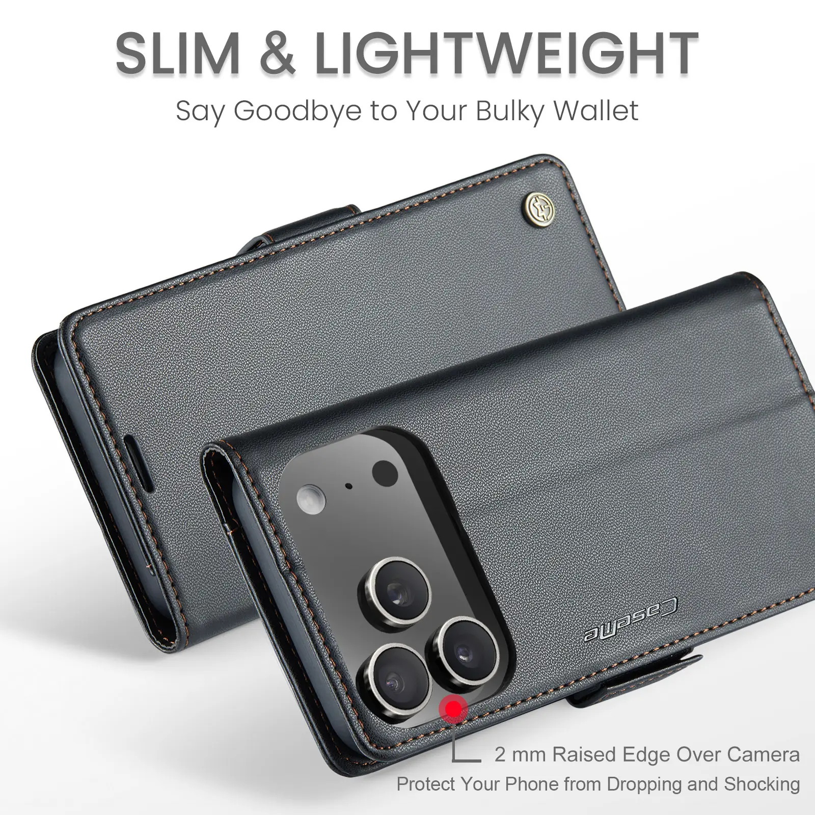 Slim Plånboksfodral RFID-skydd iPhone 18 Pro Svart