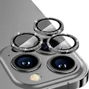 Glitter Linsebeskyttelse Aluminium iPhone 16 Pro svart