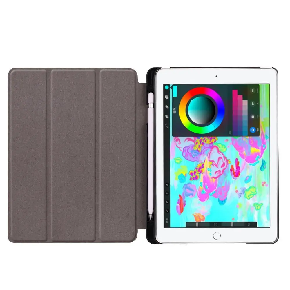 Apple iPad Air 2 9.7 (2014) Fodral Tri-fold med Pencil-hållare Svart