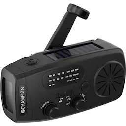 Vevradio med lommelygte og solcelleopladning, 