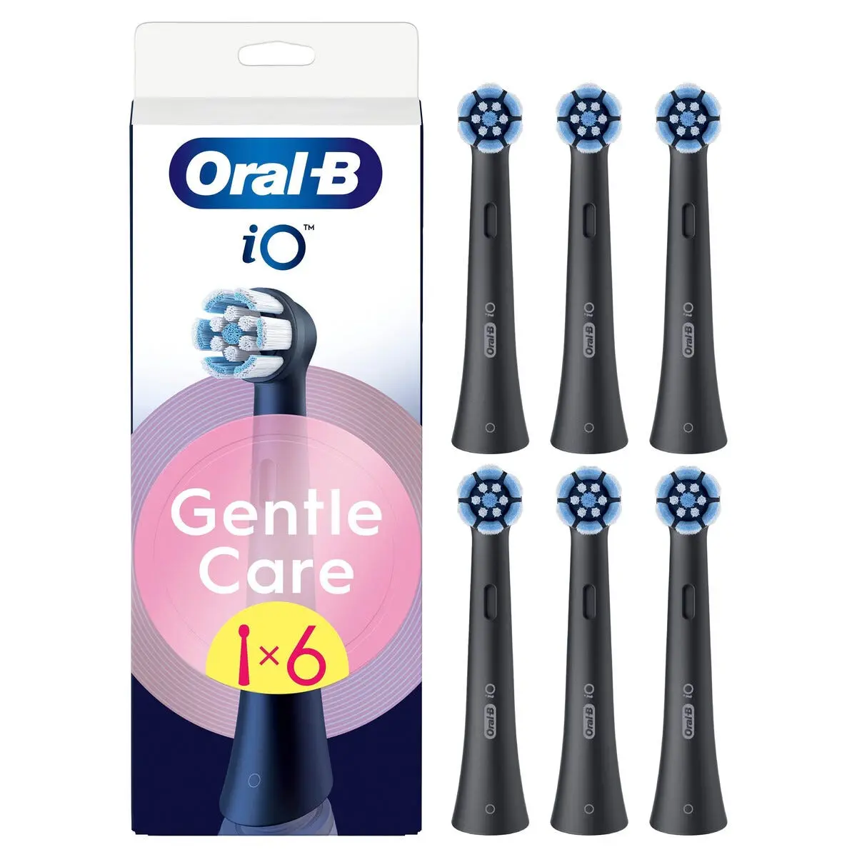 iO Gentle Care borsthuvuden 6-pack, Svart