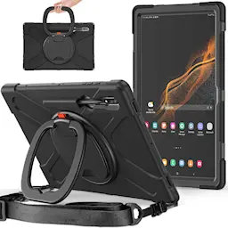 Hybrid-etui med Kickstand og skulderrem Samsung Galaxy Tab S10 Ultra sort