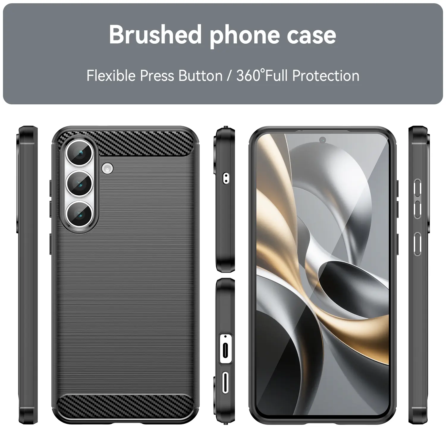 Samsung Galaxy S26 FE Skal TPU Brushed Svart