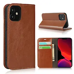 Mobiltaske Ægte Læder iPhone Xr Brun