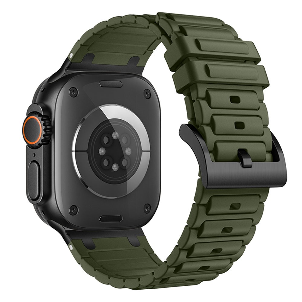 Tough Silicone Strap Apple Watch SE 3 44mm Tummanvihreä