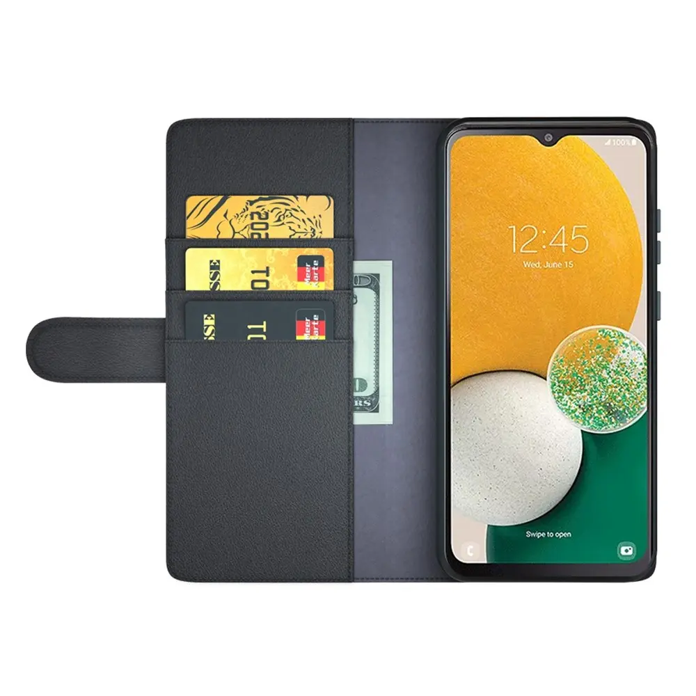 Äkta Läderfodral Samsung Galaxy A14 Svart