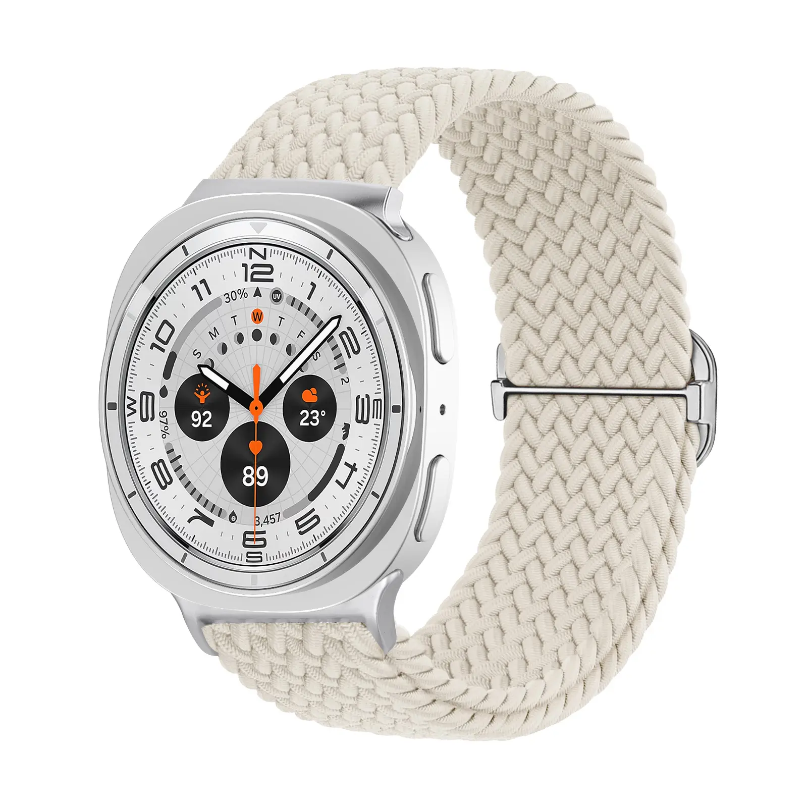 Samsung Galaxy Watch 8 40mm Flettet stretchrem, Starlight