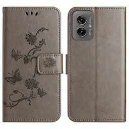 Lærveske Sommerfugler Motorola Moto G55 Grå