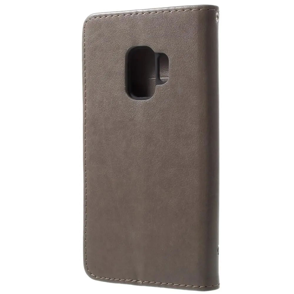 Läderfodral Fjärilar Samsung Galaxy S9 Grå