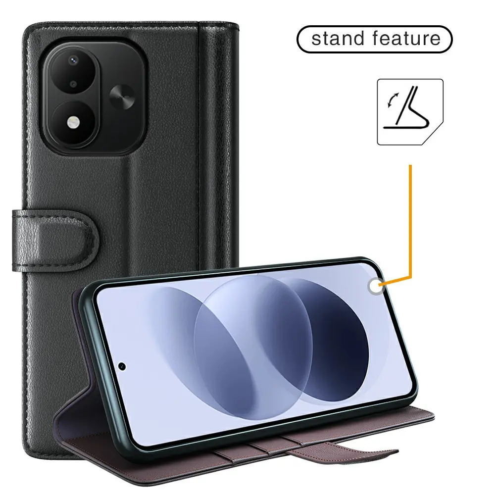 Äkta Läderfodral Xiaomi Redmi Note 17 5G Svart