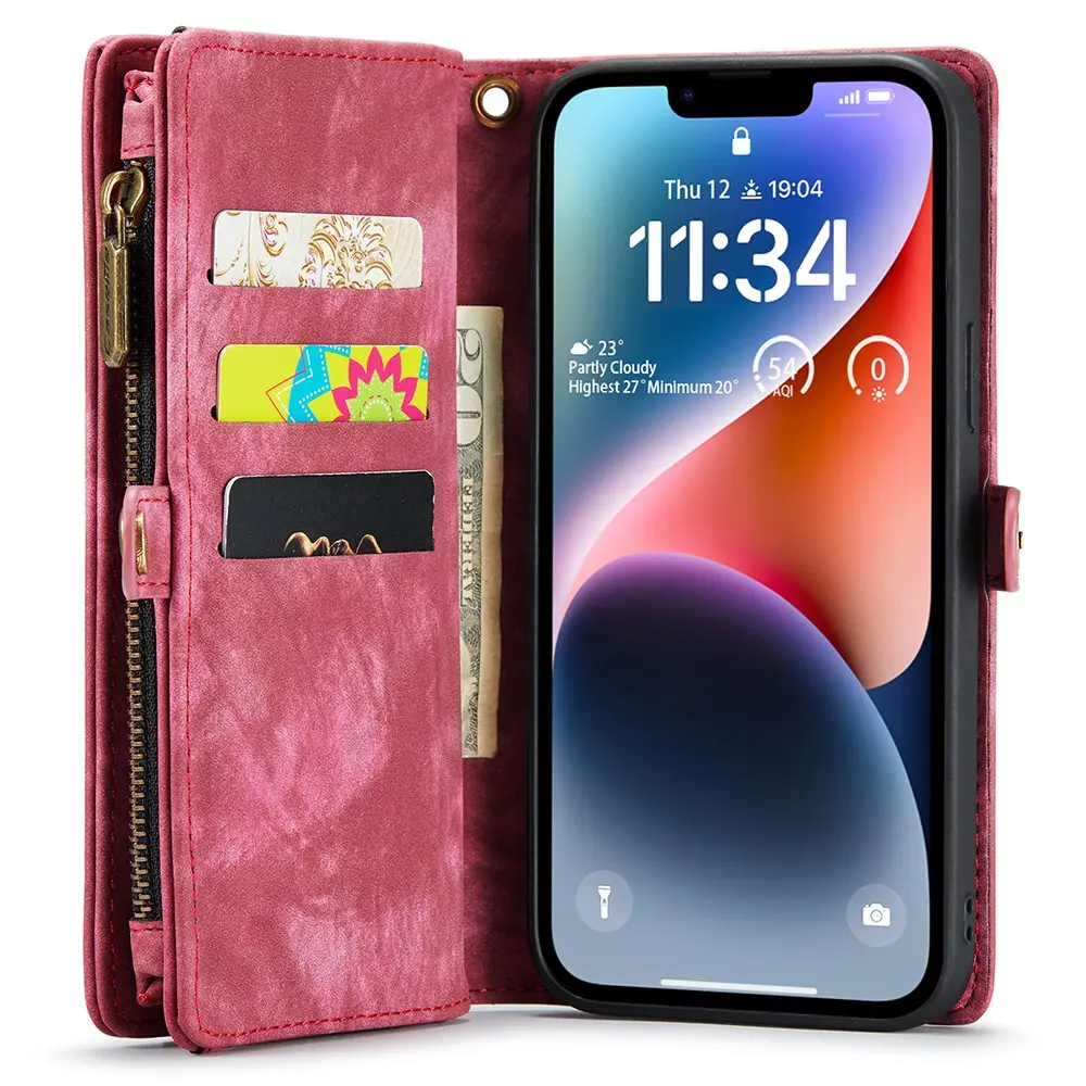Multi-slot Plånboksfodral iPhone 15 Röd
