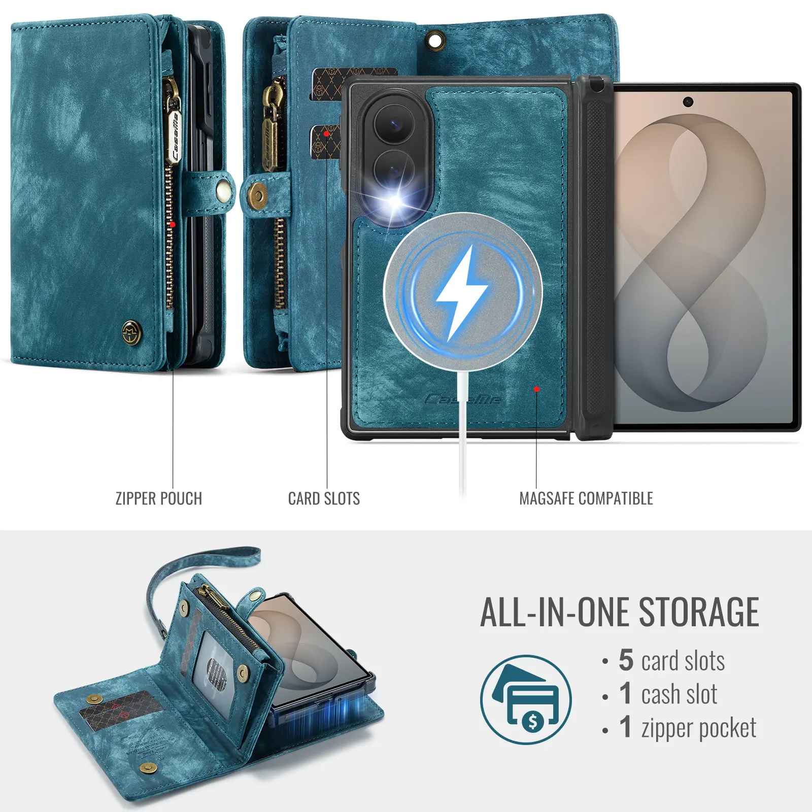 Multi-slot Plånboksfodral Samsung Galaxy Z Fold 8 Blå
