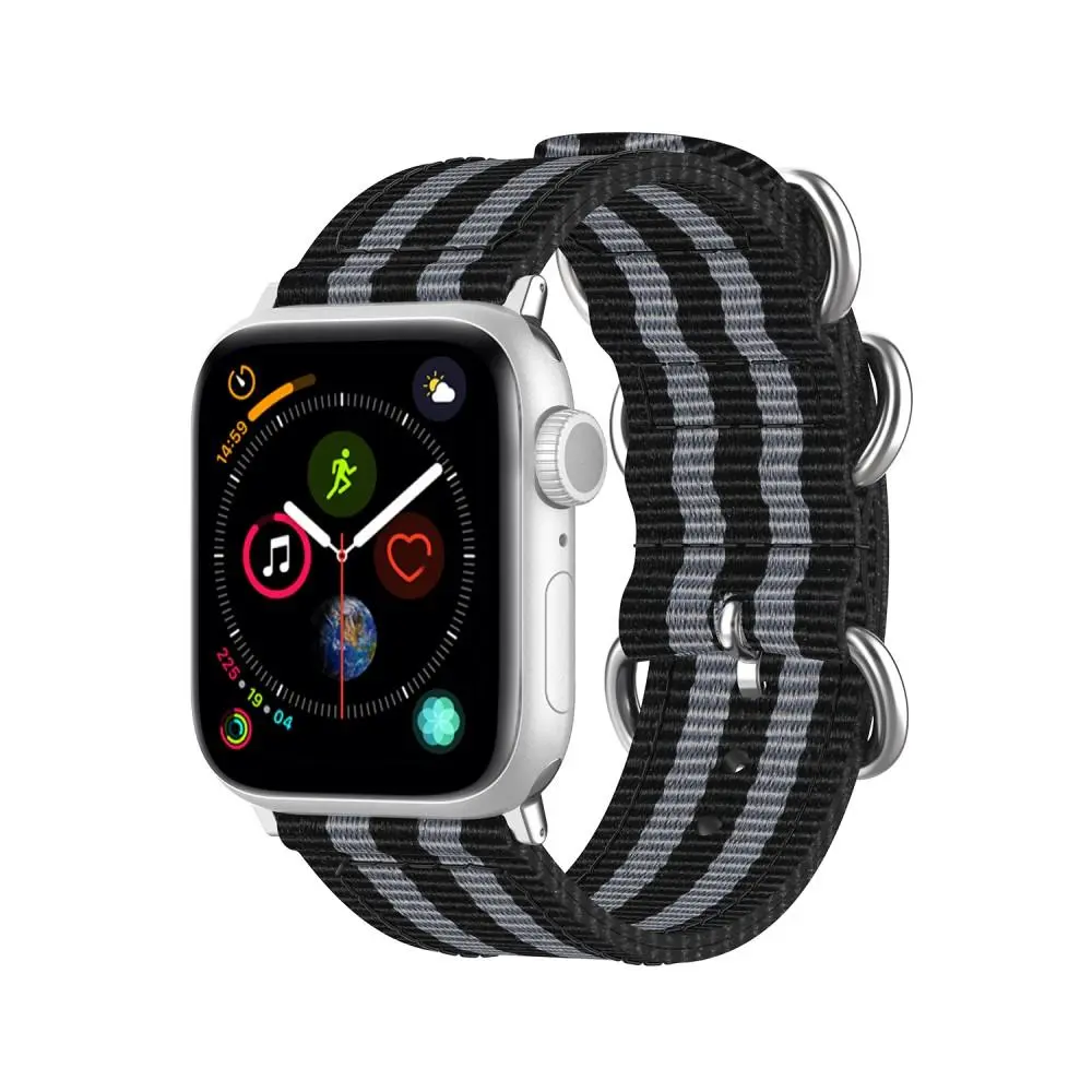 Apple Watch 45mm Series 9 Nato armbånd sort/grå