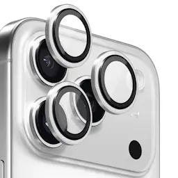 iPhone 17 Pro Max Linsebeskytter i herdet glass med aluminiumsramme Sølv